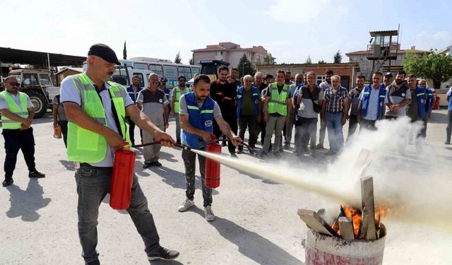 Akdeniz Belediye personeli yangın tatbikatına katıldı