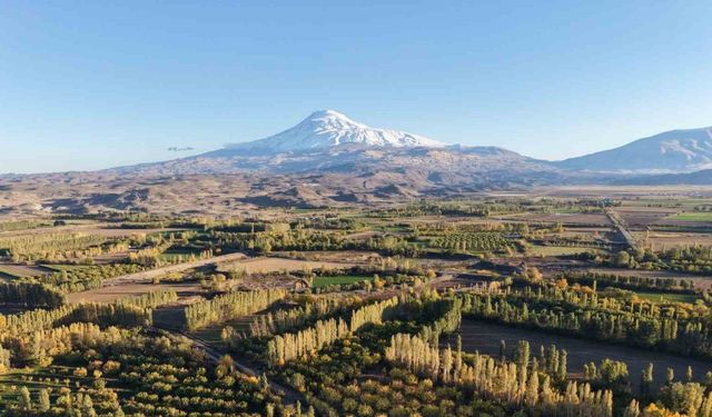 Iğdır’ın renk cümbüşüne dönüşen doğal cenneti İrem Bağları, havadan görüntülendi