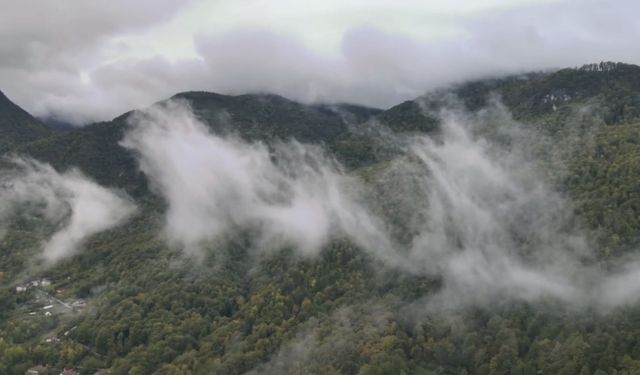 Sis bulutlarıyla kaplanan Çankırı’da mest eden görüntüler