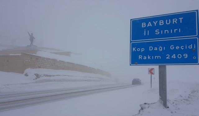 Bayburt'un yüksek kesimlerine kar yağdı