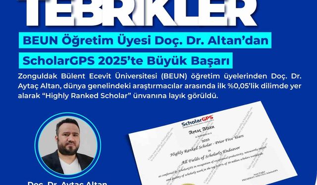 BEUN Öğretim Üyesi Doç. Dr. Altan'dan ScholarGPS 2025'te büyük başarı