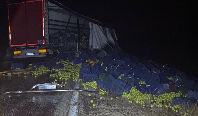 Beyşehir'de tır bariyerlere çarptı: 1 yaralı