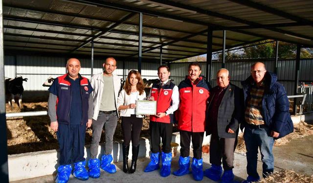 Biga'da kaliteli hayvansal üretim yapan üreticiye Ari İşletme Belgesi