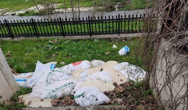 Bilecik'te yol kenarına atılan 15 çuval ekmek hamuru temizlendi