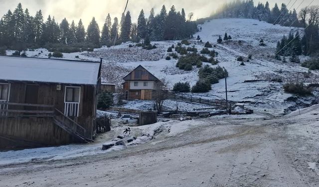 Çiğdem Yaylası beyaza büründü