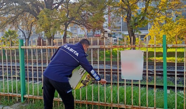 Germencik'te izinsiz afişlere zabıta müdahalesi