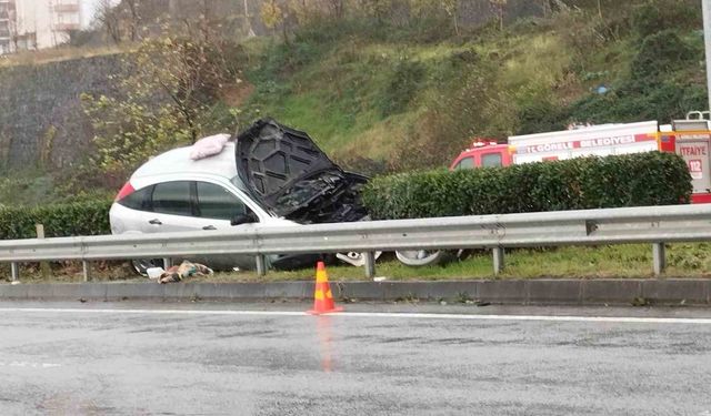 Görele'de trafik kazası: Otomobil alev aldı