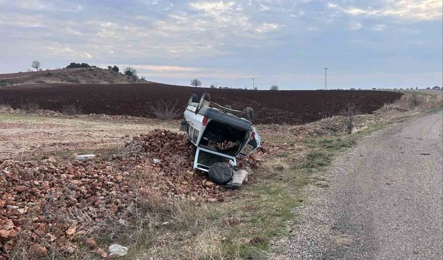 Güvenlik korucusunun aracı takla attı: 1 yaralı
