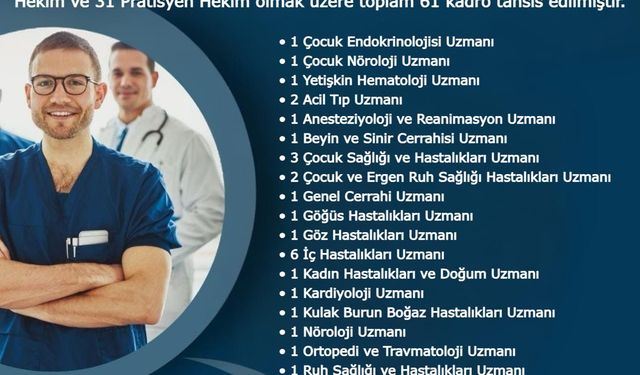 Hakkâri'ye 61 yeni hekim kadrosu tahsis edildi