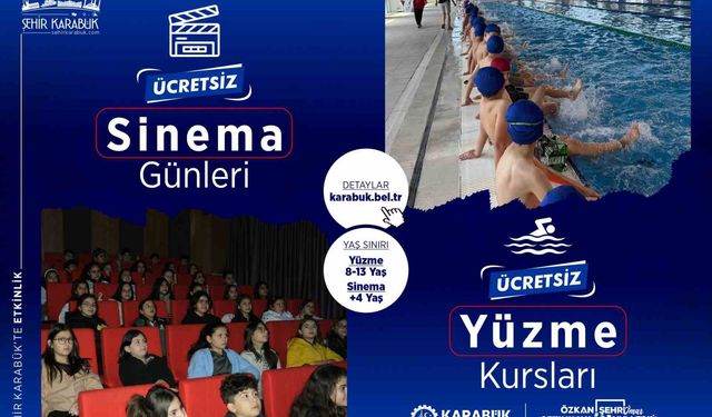Karabük'te çocuklara ücretsiz yüzme ve sinema etkinlikleri sürüyor