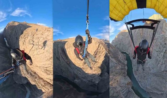 Karanlık Kanyon'da base jump atlayışı nefes kesti