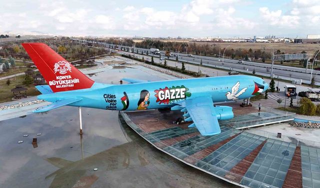 Konya Büyükşehir, şehre gelenleri 'Gazze' mesajıyla karşılıyor