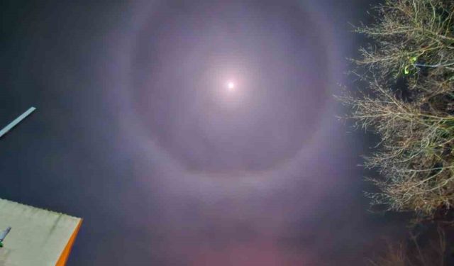 Muratlı semalarında 'Ay Halesi' görüldü