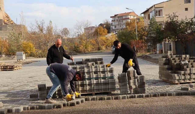 Oltu'da 115 bin metrekare parke taş döşendi