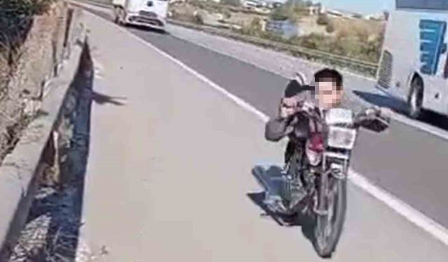 Otobanda motosikletin üzerine yatarak şov yapan sürücüye 63 bin TL ceza