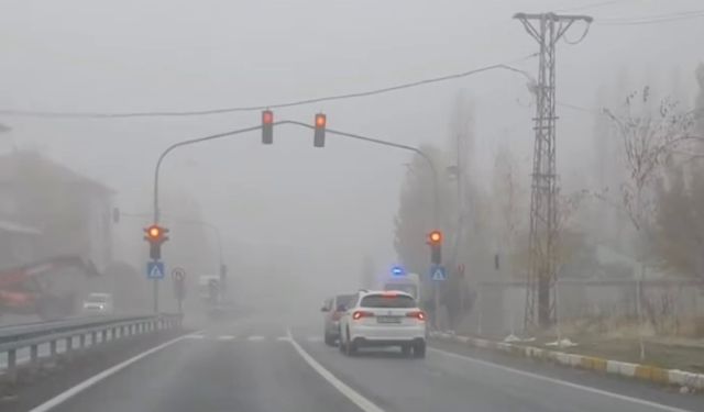 Patnos'ta etkili olan yoğun sis günlük hayatı olumsuz etkiledi