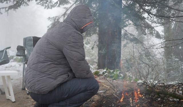 Samanlı Dağları'nın zirvesi beyaza büründü