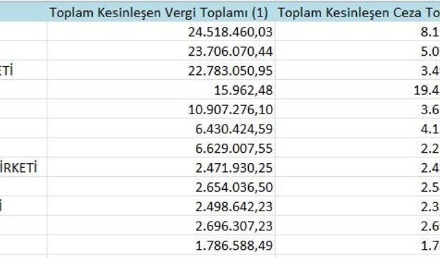 Samsun'un 'vergi yüzsüzleri' açıklandı