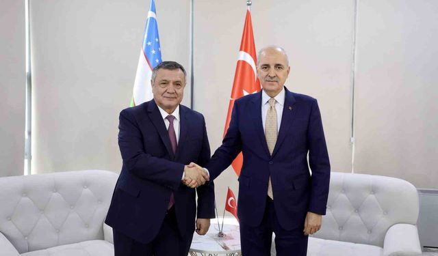 TBMM Başkanı Kurtulmuş, Özbekistan Ali Meclisi Yasama Meclisi Başkanı İsmailov ile bir araya geldi