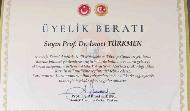 TOGÜ'lü Prof. Dr. İsmet Türkmen'e ulusal düzeyde önemli görev