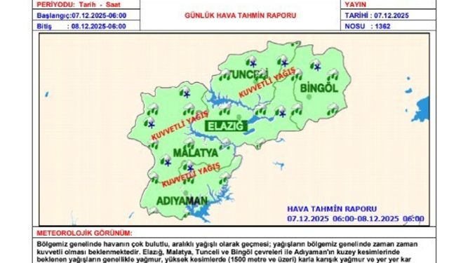 Tunceli'de şiddetli yağmur ve fırtına etkili oldu