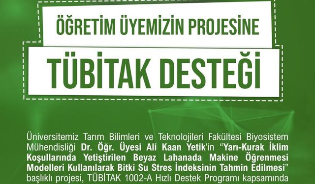 Yapay zeka destekli tarım projesine TÜBİTAK'tan destek