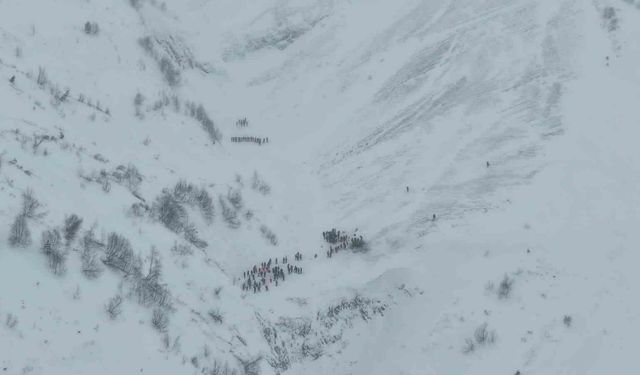 Artvin'de çığ altında kalan çobanları arama çalışmaları havadan görüntülendi