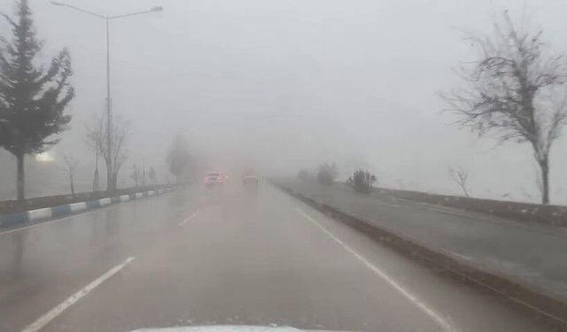 Besni'de yoğun sis ve sağanak etkili oldu