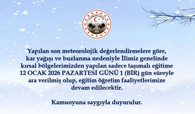 Kırklareli'nde taşımalı eğitime 1 gün ara