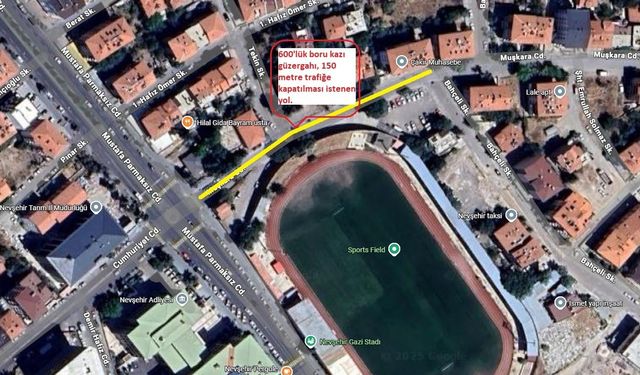 Nevşehir Bahçelievler Mahallesi'nde geçici trafik düzenlemesi