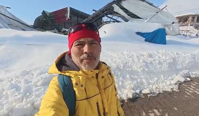 Tokat'ta kapalı halı sahanın çatısı kar yüküne dayanamadı