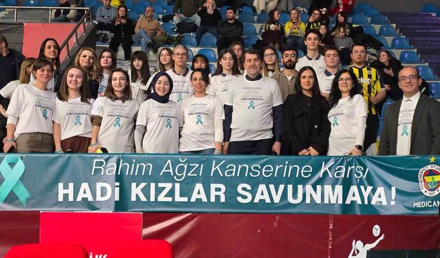 Voleybol maçında anlamlı çağrı: Rahim ağzı kanserine karşı tribünler konuştu