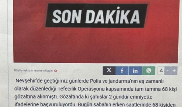 Yalan habere gözaltı