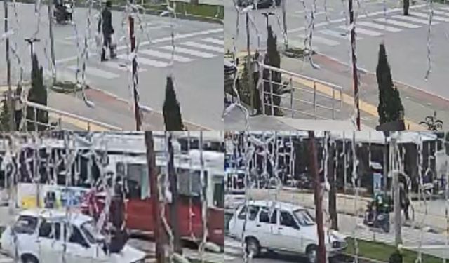 Yaya geçidinden geçerken otomobil çarptı: O anlar kamerada