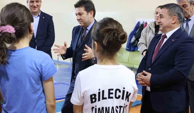 Cimnastik Federasyonu Başkanı Suat Çelen Bilecik'te antrenmanları inceledi