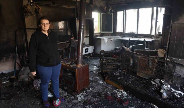 Yangında 4 çocuğuyla birlikte felaketi yaşayan annenin tek başına verdiği emek küle döndü