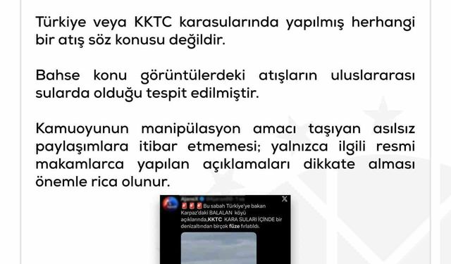 DMM'den 'KKTC'de denizaltından füze fırlatıldı' iddiasına yalanlama
