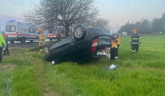 Edirne'de takla atan otomobilin genç sürücüsü hayatını kaybetti