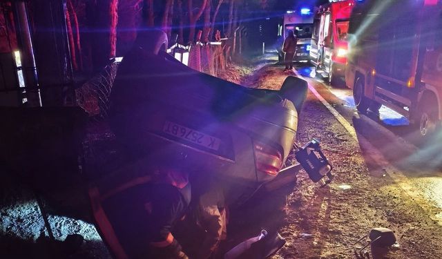 Keşan'da takla atan otomobilde 5 kişi yaralandı