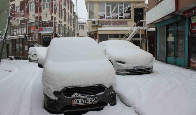 Malazgirt'te bahar beklenirken kar yağdı, araçlar kara gömüldü
