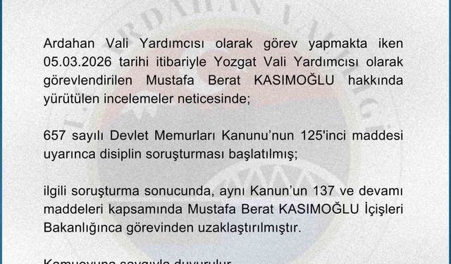 Vali yardımcısı görevden uzaklaştırıldı