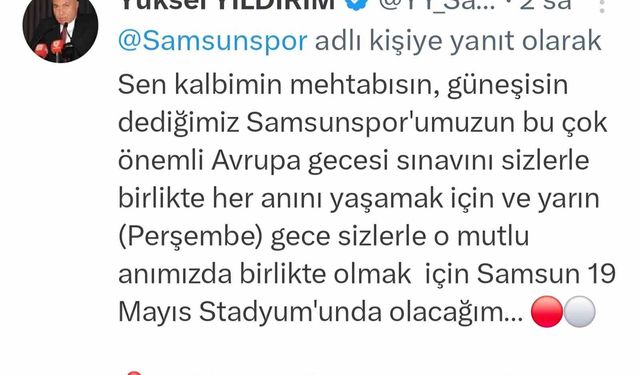 Yüksel Yıldırım: '19 Mayıs Stadyumu'nda buluşalım'