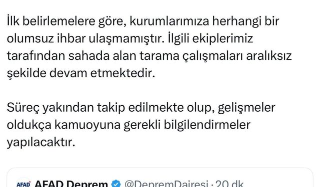 Ağrı'da 4,3 büyüklüğünde deprem