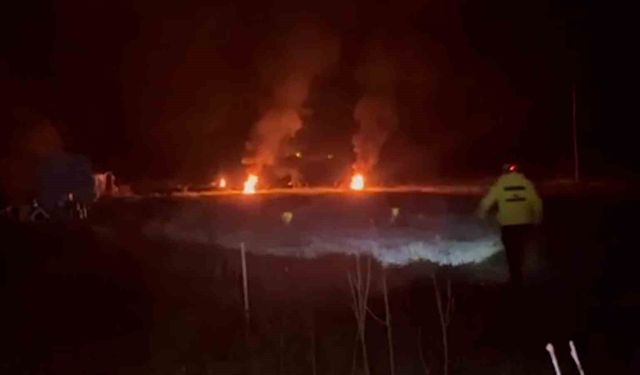 Bolu'da çiftçiler meyve ağaçlarını ateş yakarak koruyor