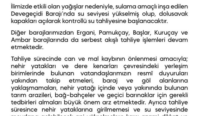 Diyarbakır'daki 5 barajda tahliye işlemi