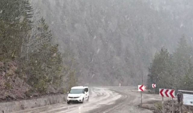 Karabük'ün yüksek kesimlerinde kar yağışı yeniden başladı