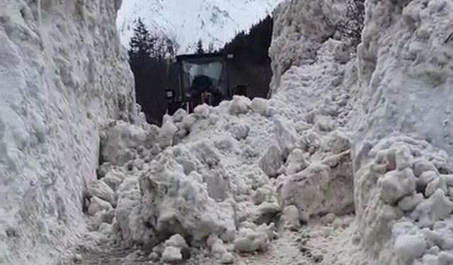 Rize'de yayla yollarında 5 metrelik kar temizliği