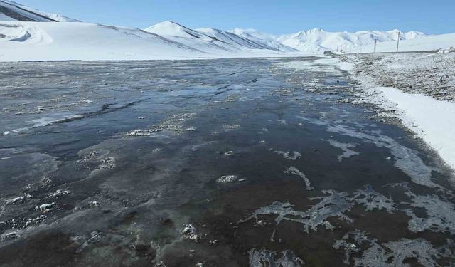 Van'da dondurucu soğuklar: Kar yağışı sonrası dereler buz tuttu