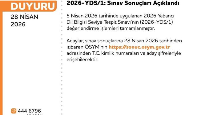 YDS sonuçları açıklandı