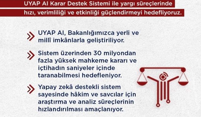 Bakan Gürlek: 'UYAP AI Karar Destek Sistemi'ni hayata geçiriyoruz'
